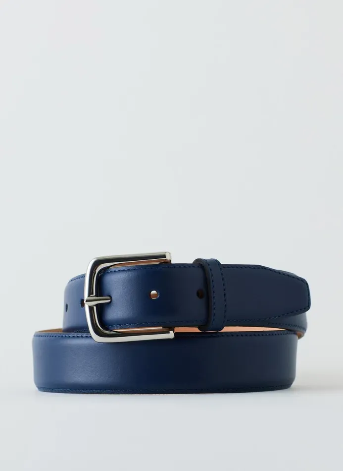 Women Belts Tibi Classic Men039s Leather Belt Ultramarine Blue