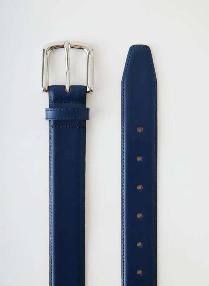 Women Belts Tibi Classic Men039s Leather Belt Ultramarine Blue