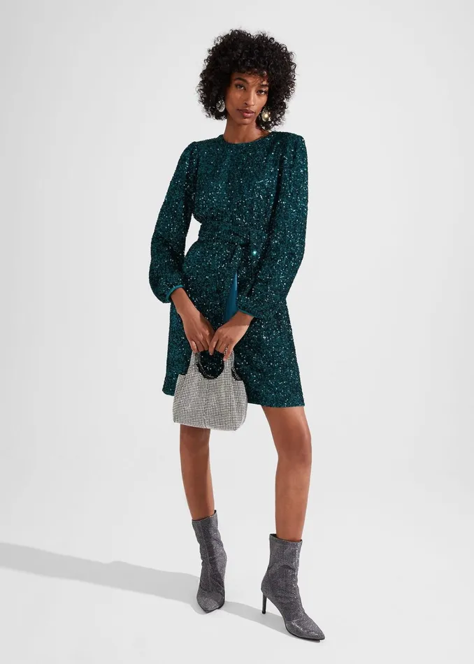 Women Bette Sequin Dress Evergreen Hobbs Dresses and Jumpsuits