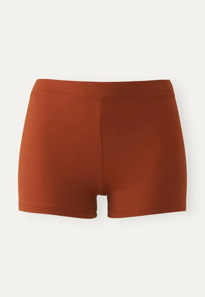 Women Bikini Shorts Burnt Sienna Poetry Fashion Swimwear