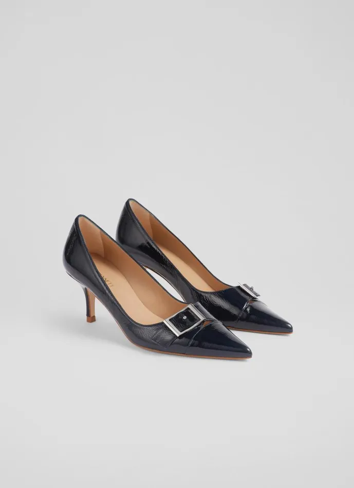 Women Billie Navy Crinkle Patent BuckleDetail Courts Midnight LKBennett Court Shoes Women Billie Navy Crinkle Patent BuckleDetail Courts Midnight LKBennett Court Shoes