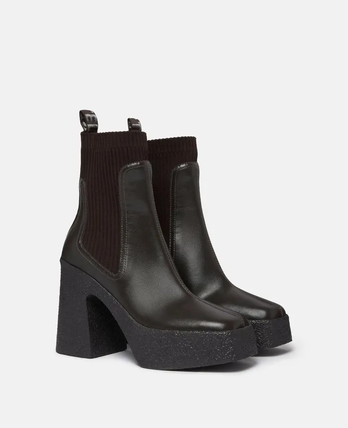 Women Boots Stella McCartney Skyla Heeled Sock Boots Pitch Black