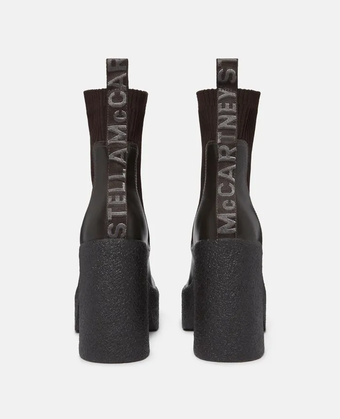 Women Boots Stella McCartney Skyla Heeled Sock Boots Pitch Black