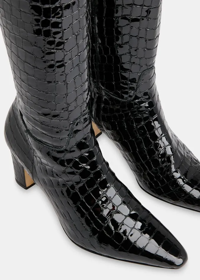 Women Boots Whistles Black Albie Croc Knee High Boot