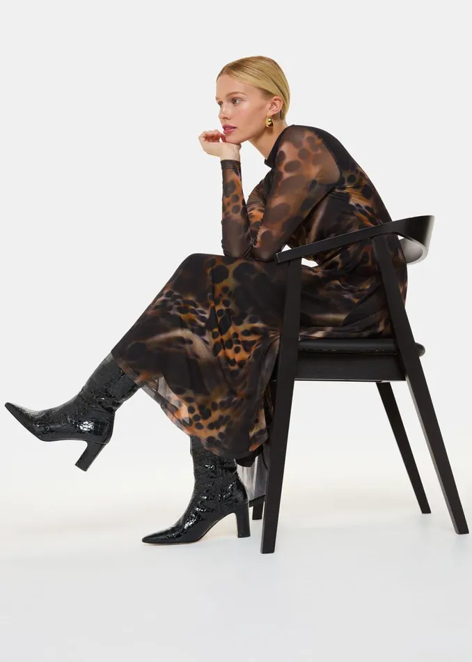 Women Boots Whistles Black Albie Croc Knee High Boot