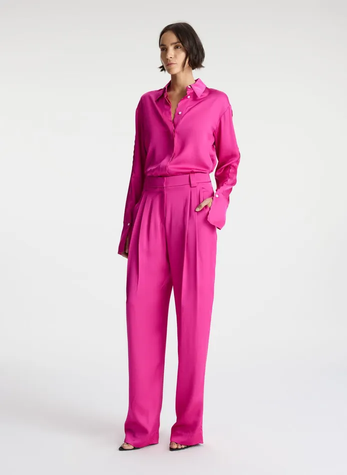 Women Bottoms ALC Fynn Satin Pant Disco Pink