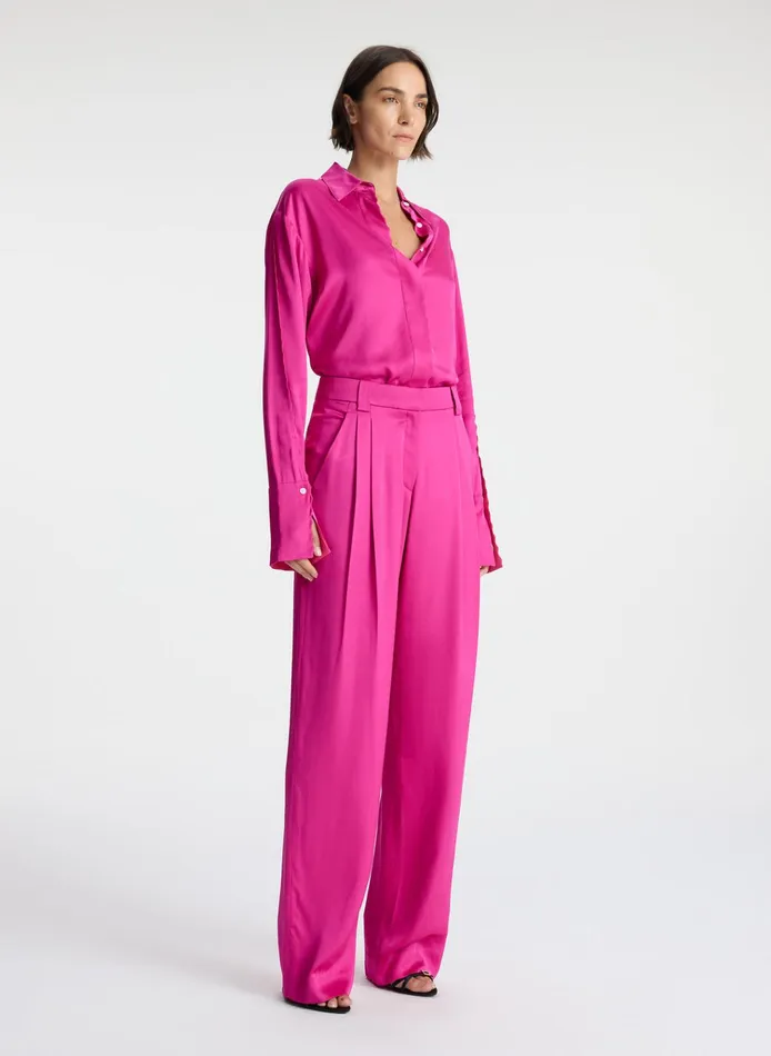 Women Bottoms ALC Fynn Satin Pant Disco Pink