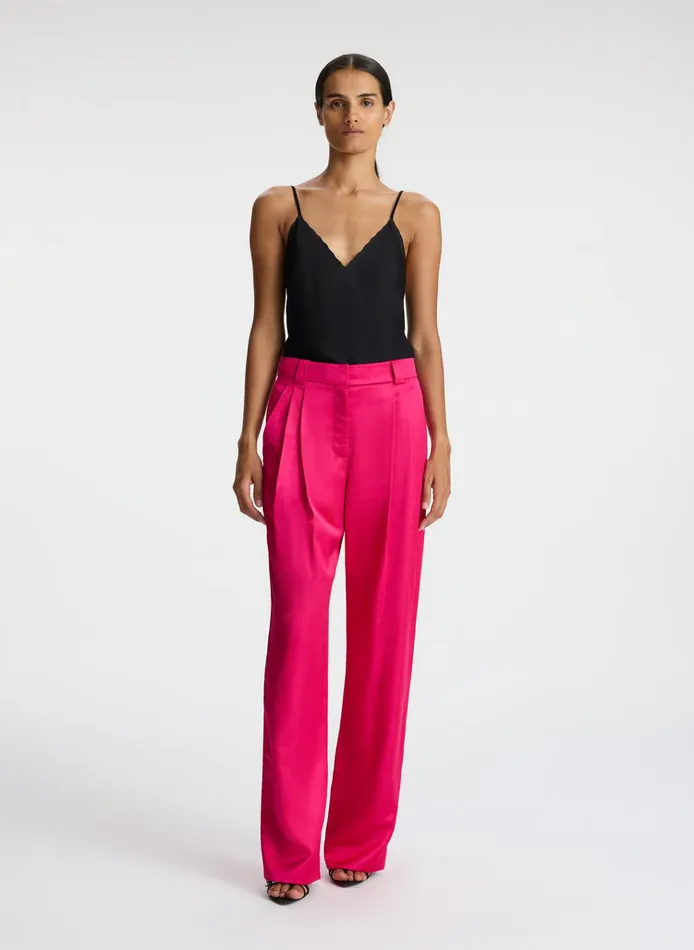 Women Bottoms ALC Fynn Structured Satin Pant Disco Pink