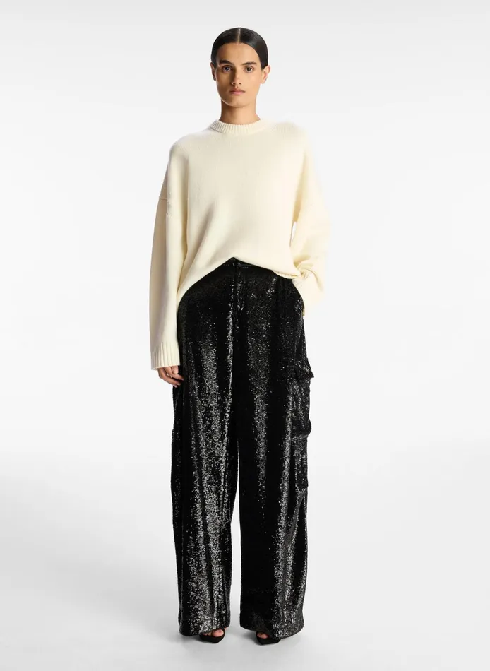 Women Bottoms ALC Megan Sequin Cargo Pant Black