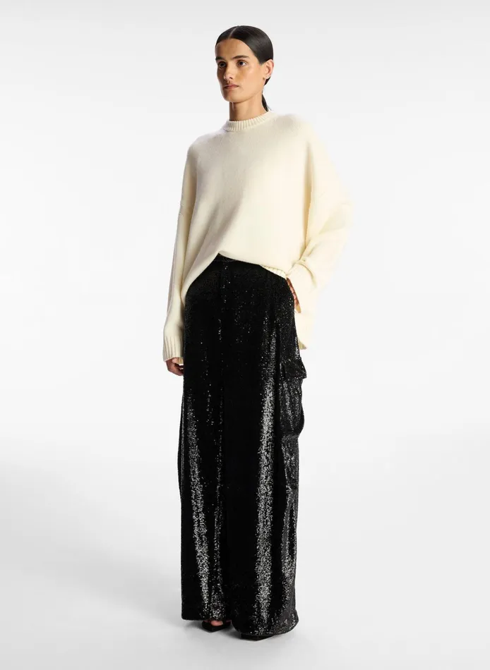 Women Bottoms ALC Megan Sequin Cargo Pant Black