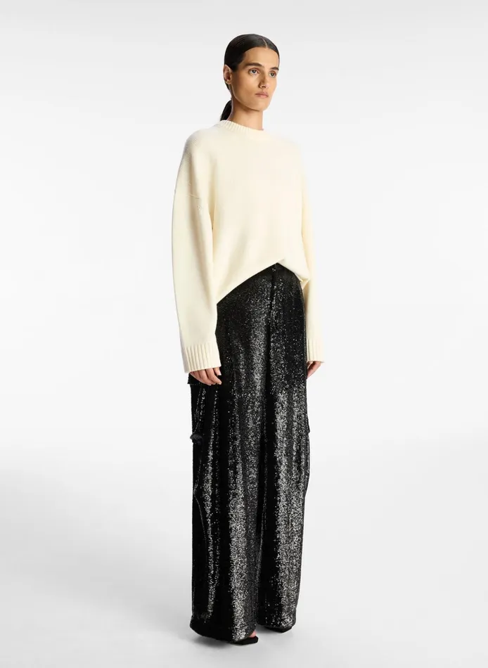 Women Bottoms ALC Megan Sequin Cargo Pant Black