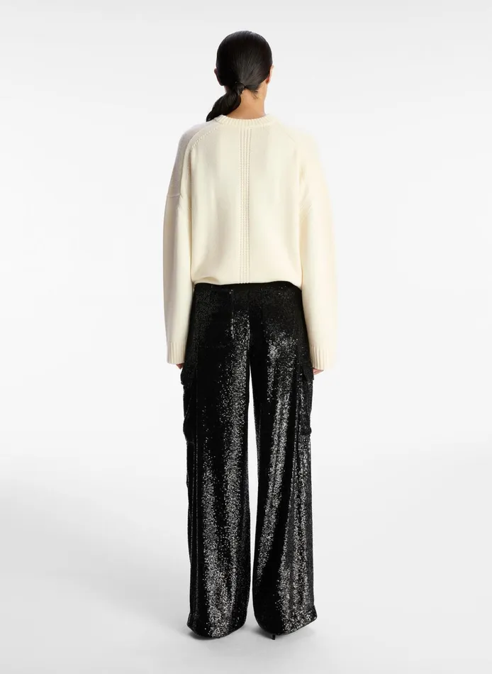 Women Bottoms ALC Megan Sequin Cargo Pant Black