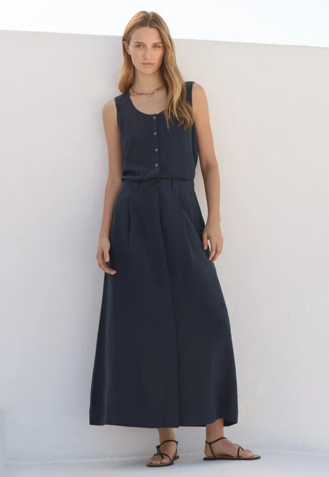 Women Buttonfront Skirt Poetry Fashion Dresses and Skirts