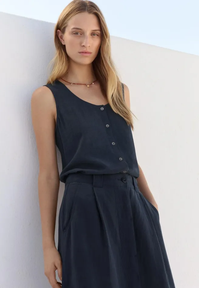 Women Buttonfront Skirt Poetry Fashion Dresses and Skirts