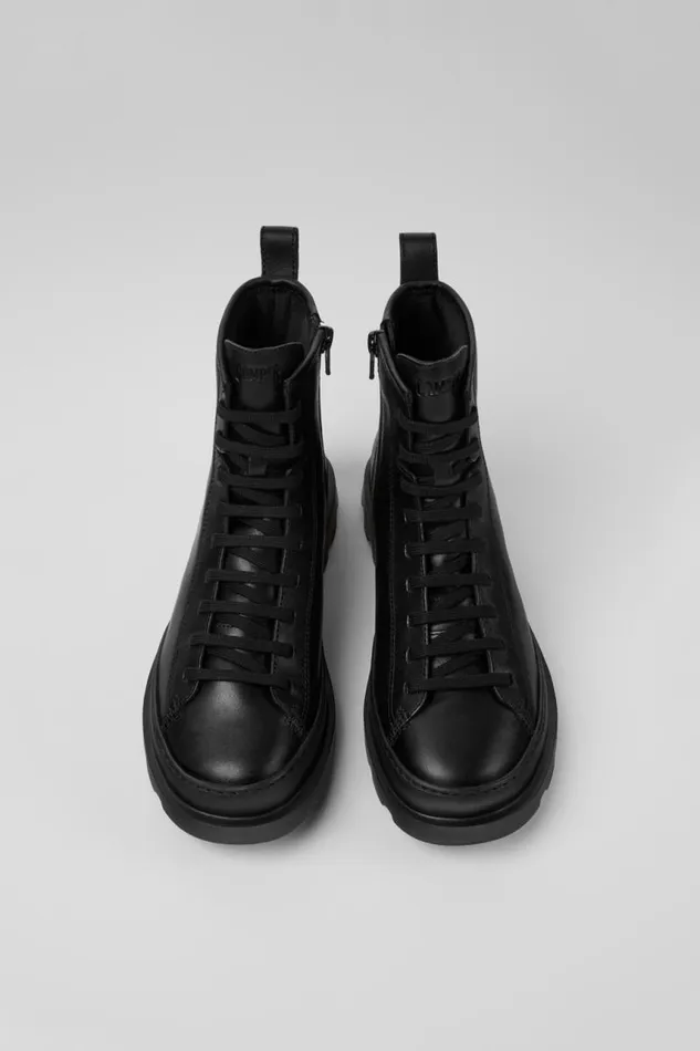 Women Camper Ankle Boots Brutus Black Leather Mid Boots Women Camper Ankle Boots Brutus Black Leather Mid Boots