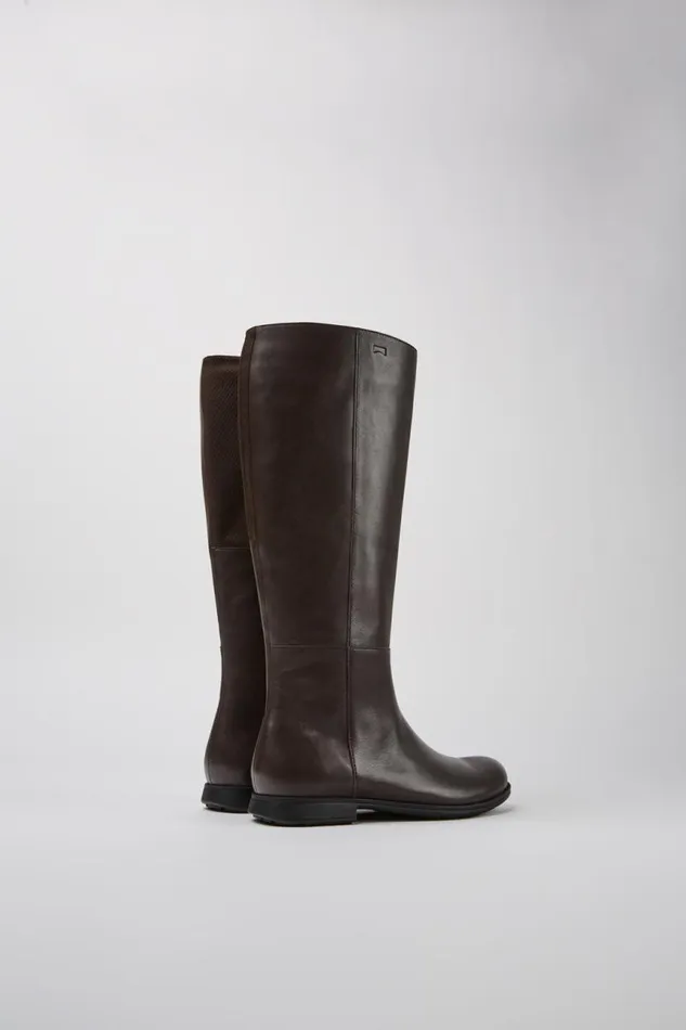Women Camper Boots Mil Brown Leather And Textile Black Boots Women Camper Boots Mil Brown Leather And Textile Black Boots