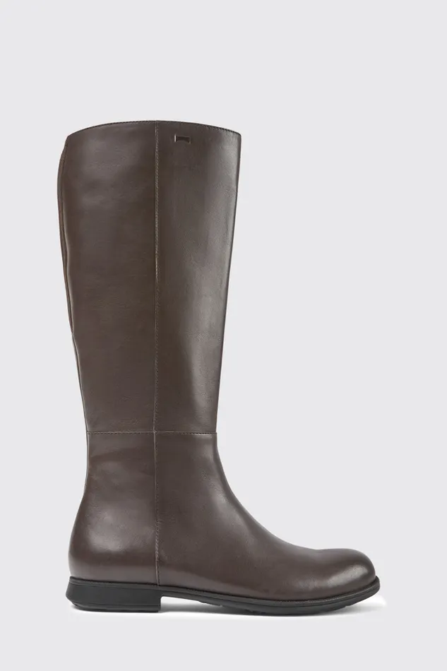 Women Camper Boots Mil Brown Leather And Textile Black Boots Women Camper Boots Mil Brown Leather And Textile Black Boots