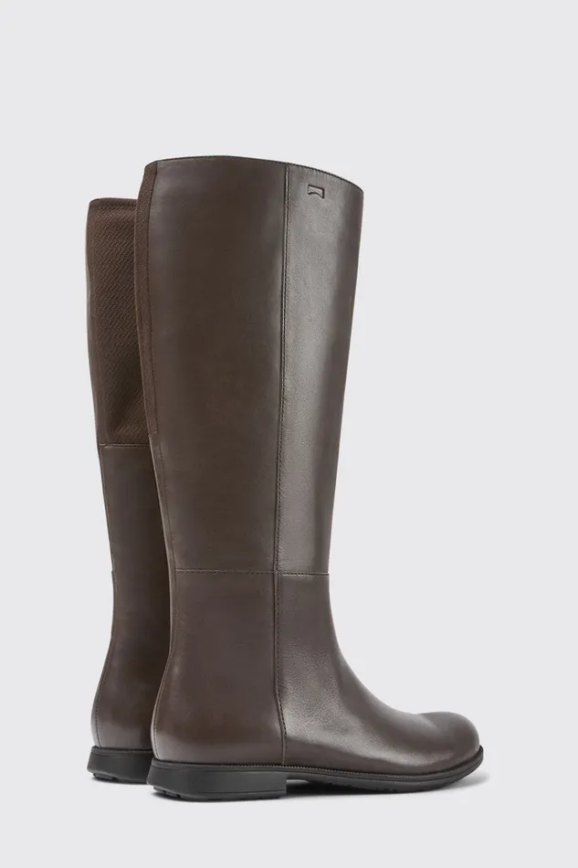 Women Camper Boots Mil Brown Leather And Textile Black Boots Women Camper Boots Mil Brown Leather And Textile Black Boots