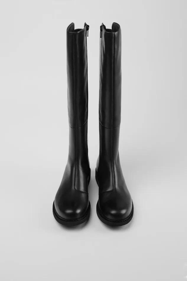Women Camper Boots Neuman Black Leather And Textile Highboots Women Camper Boots Neuman Black Leather And Textile Highboots
