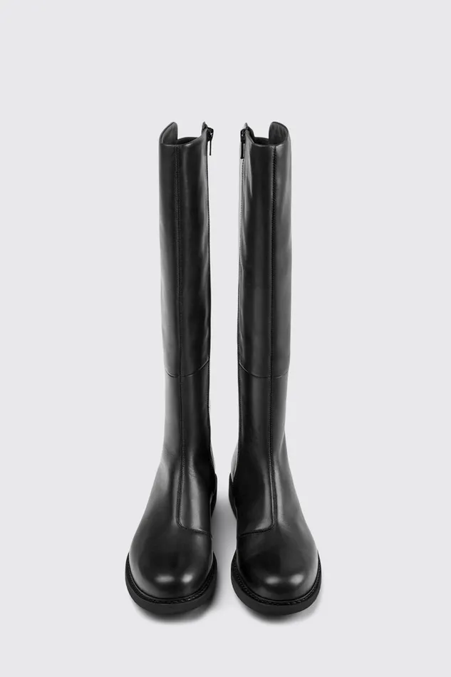 Women Camper Boots Neuman Black Leather And Textile Highboots Women Camper Boots Neuman Black Leather And Textile Highboots