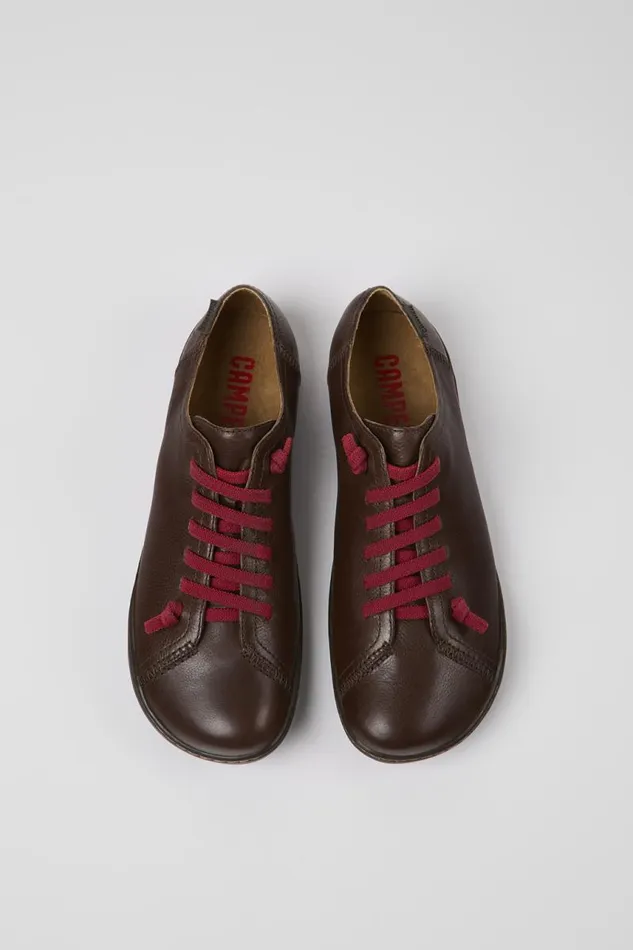 Women Camper Flat Shoes Peu Brown Leather Shoes Women Camper Flat Shoes Peu Brown Leather Shoes