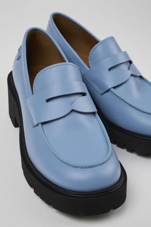 Women Camper Formal Shoes Milah Blue Leather Loafer