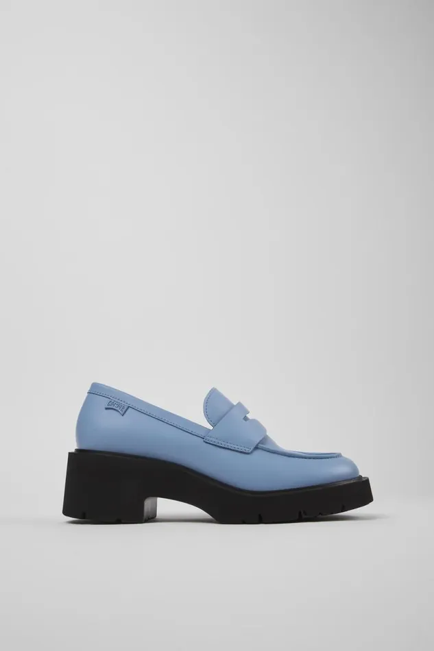 Women Camper Formal Shoes Milah Blue Leather Loafer Women Camper Formal Shoes Milah Blue Leather Loafer