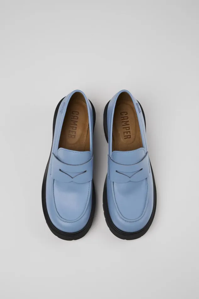 Women Camper Formal Shoes Milah Blue Leather Loafer Women Camper Formal Shoes Milah Blue Leather Loafer