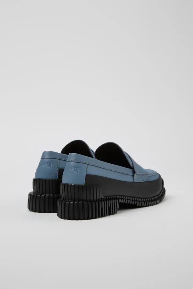 Women Camper Formal Shoes Pix Gray And Black Leather Loafer Women Camper Formal Shoes Pix Gray And Black Leather Loafer