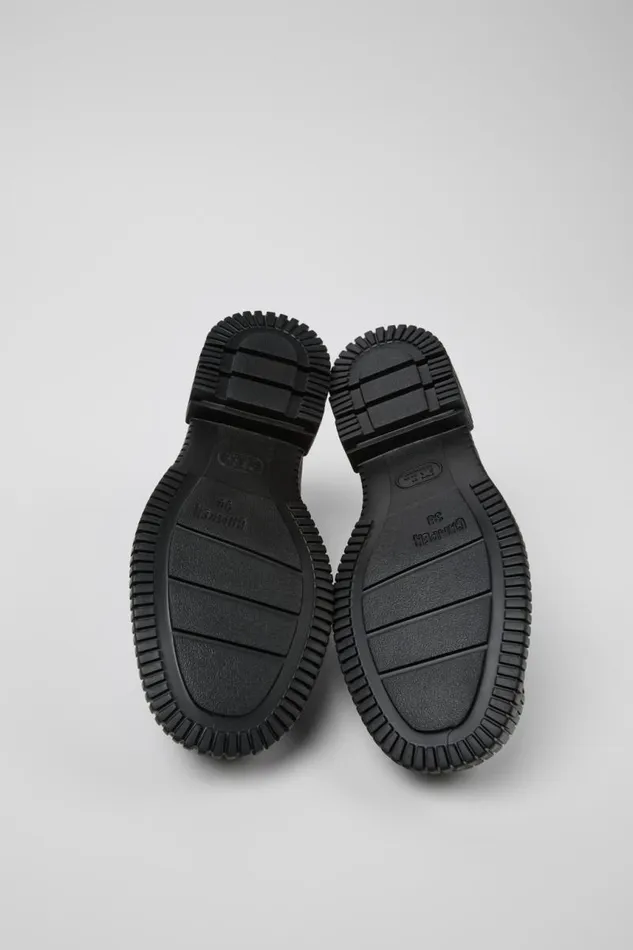 Women Camper Formal Shoes Pix Gray And Black Leather Loafer Women Camper Formal Shoes Pix Gray And Black Leather Loafer