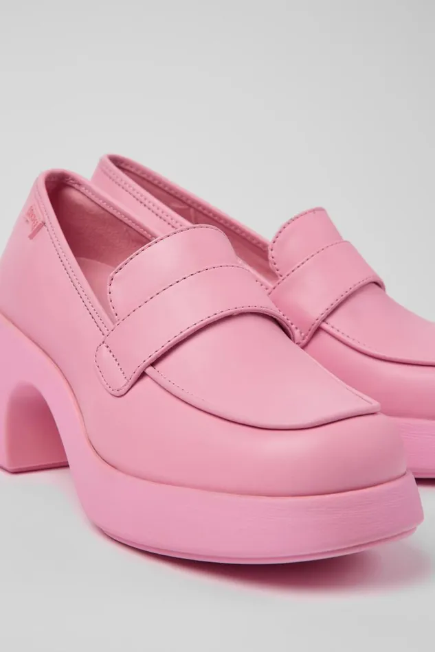 Women Camper Formal Shoes Thelma Pink Leather Loafer