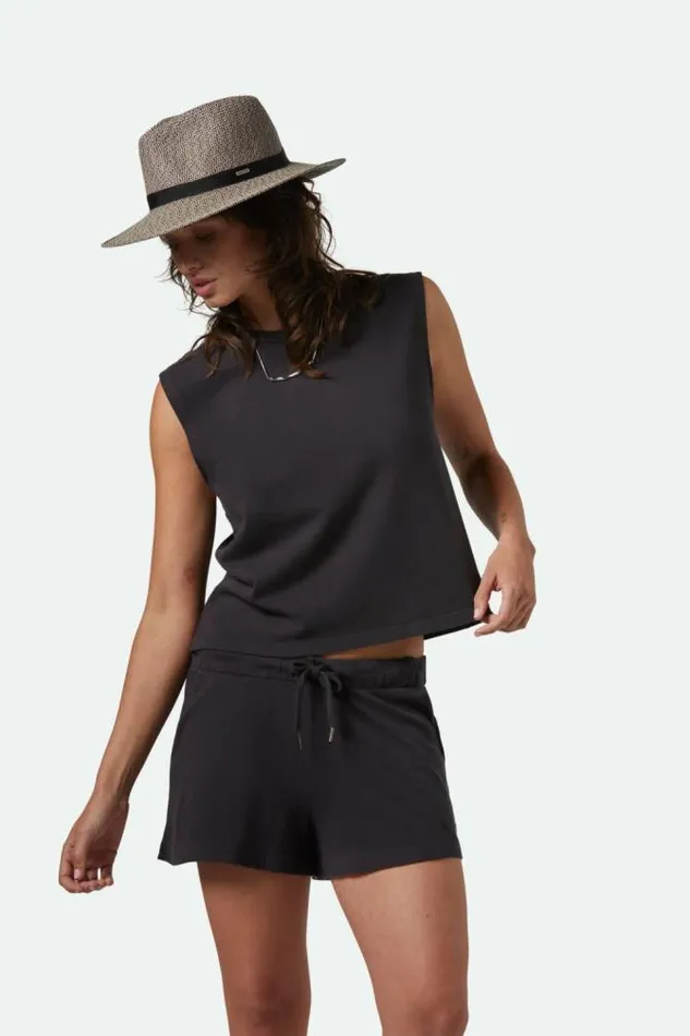 Women Carefree Organic Garment Dye Muscle Tank Black Brixton Tops