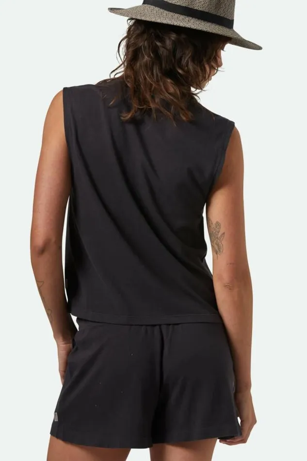 Women Carefree Organic Garment Dye Muscle Tank Black Brixton Tops