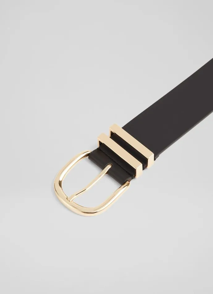 Women Carley Black Leather Metal Loop Belt LKBennett Belts Women Carley Black Leather Metal Loop Belt LKBennett Belts