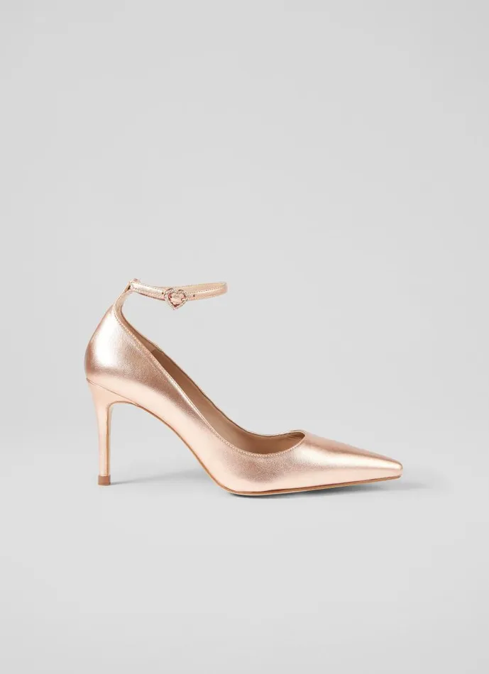 Women Catelyn Copper Ankle Strap Closed Court Copper LKBennett Court Shoes