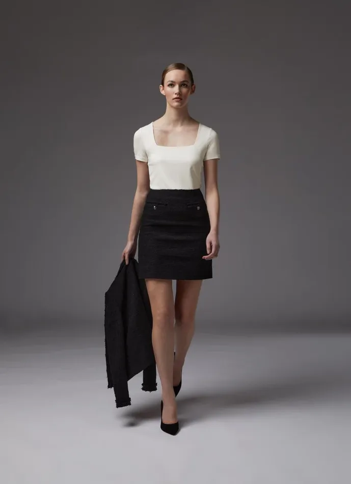 Women Charlie Black Tweed Trim Skirt Black LKBennett Skirts Women Charlie Black Tweed Trim Skirt Black LKBennett Skirts