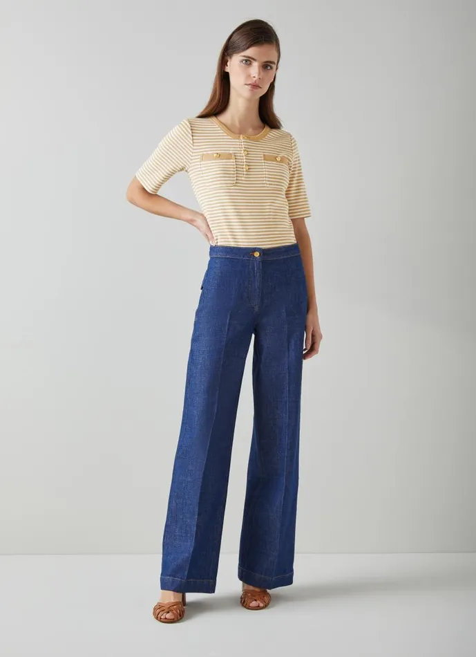 Women Charlie Camel And Cream Striped TShirt Camel Cream LKBennett Tops