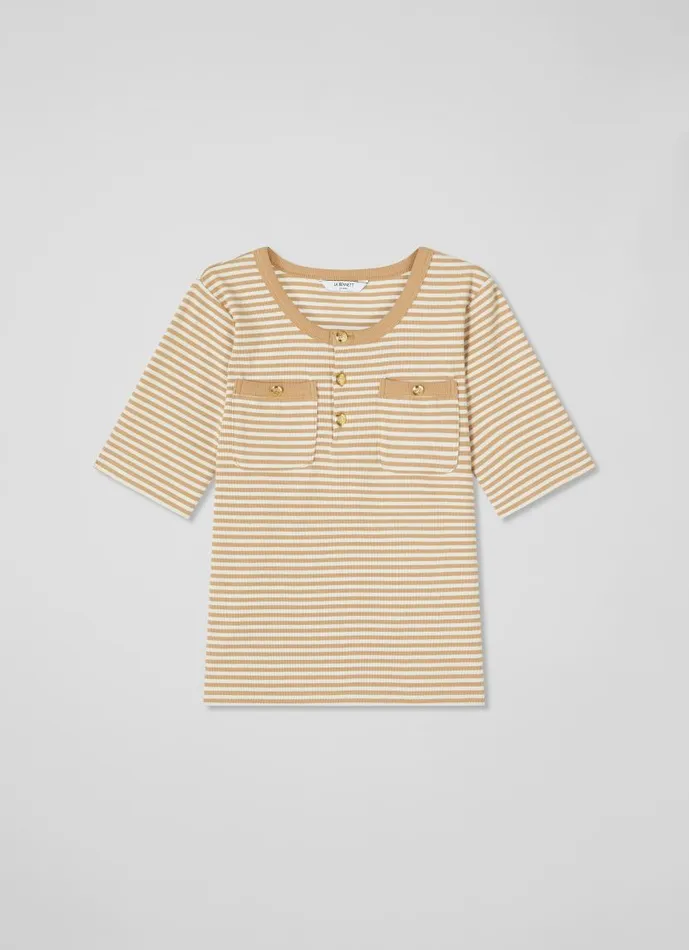 Women Charlie Camel And Cream Striped TShirt Camel Cream LKBennett Tops Women Charlie Camel And Cream Striped TShirt Camel Cream LKBennett Tops