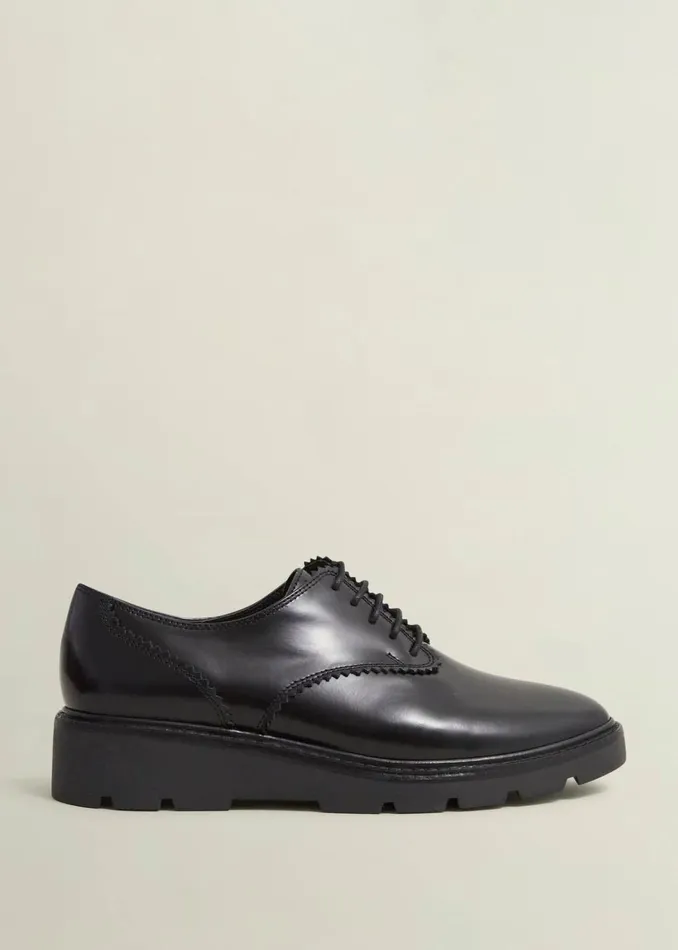 Women Chelsey LaceUp Shoes Black Hobbs Flats