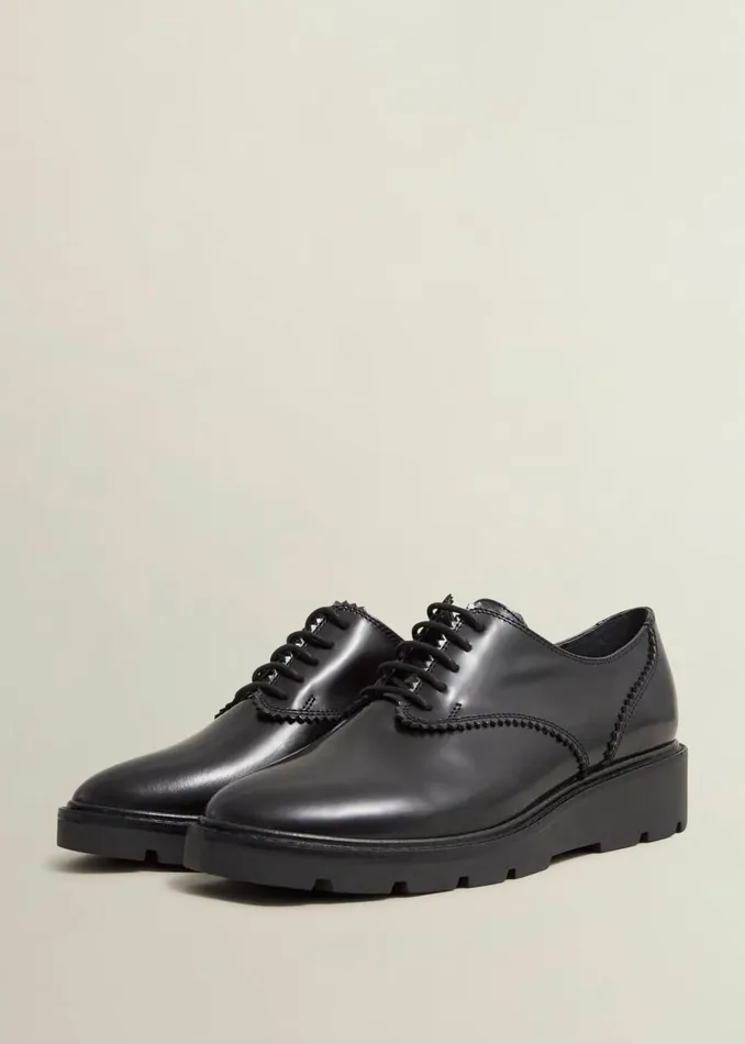 Women Chelsey LaceUp Shoes Black Hobbs Flats