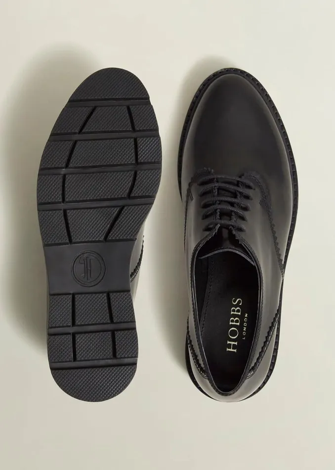 Women Chelsey LaceUp Shoes Black Hobbs Flats