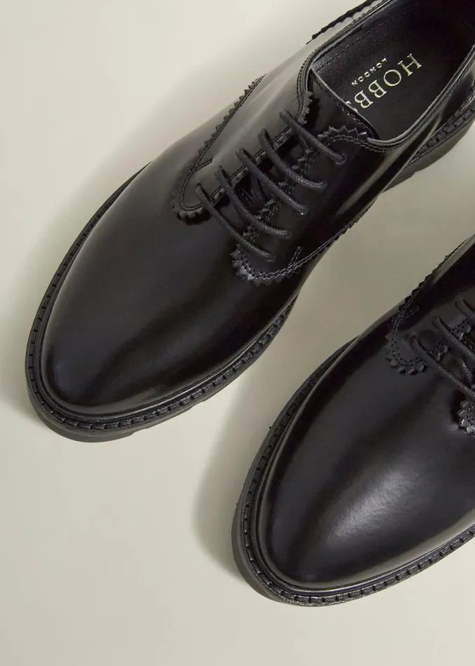 Women Chelsey LaceUp Shoes Black Hobbs Flats