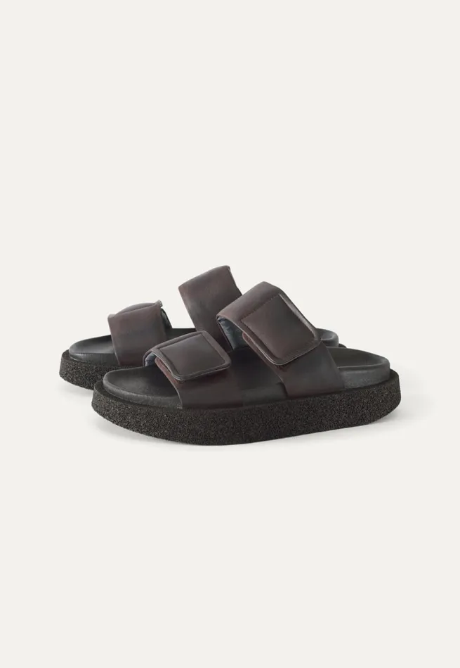 Women Chunky Velcrostrap Sandals Chocolate Poetry Fashion Footwear