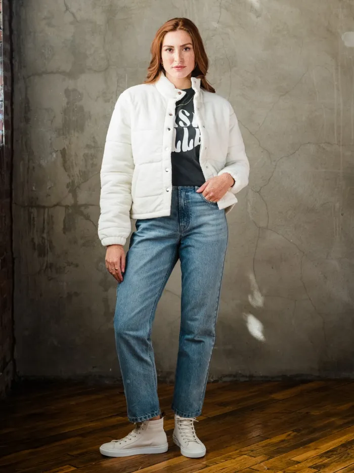 Women Coats and Jackets Able Charla Corduroy Puffer Jacket Almond