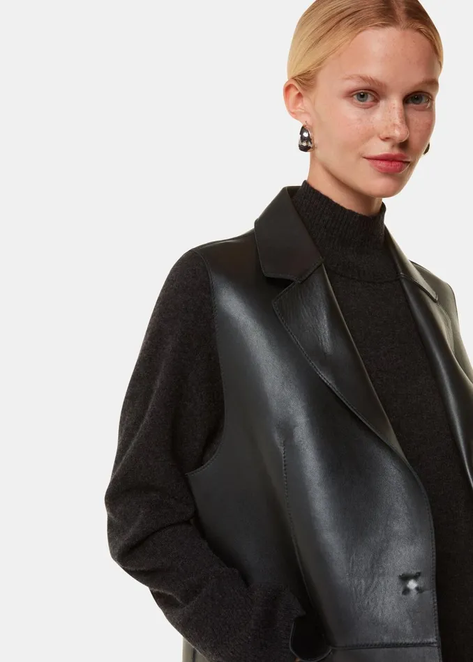 Women Coats and Jackets Whistles Black Edna Clean Bonded Waistcoat