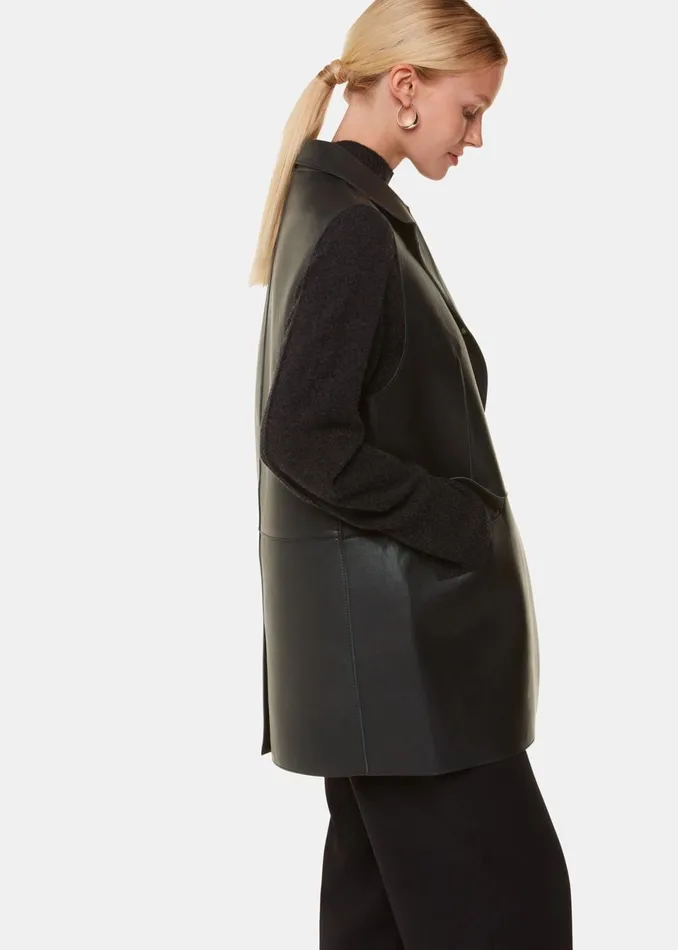 Women Coats and Jackets Whistles Black Edna Clean Bonded Waistcoat