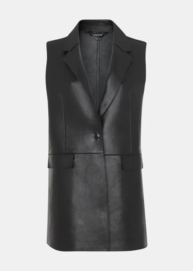 Women Coats and Jackets Whistles Black Edna Clean Bonded Waistcoat