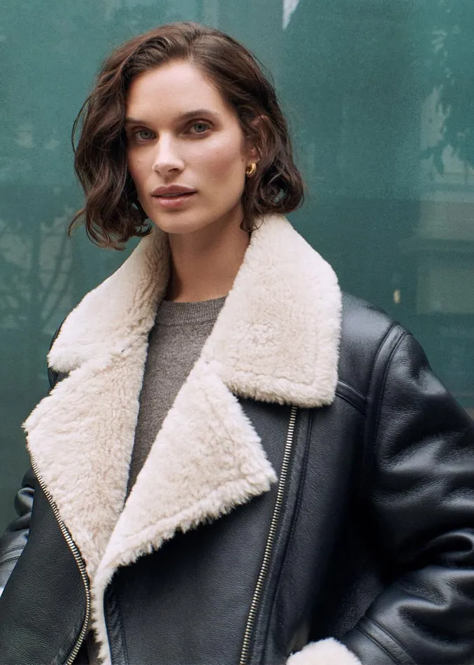Women Coats and Jackets Whistles Black Faux Fur Aviator