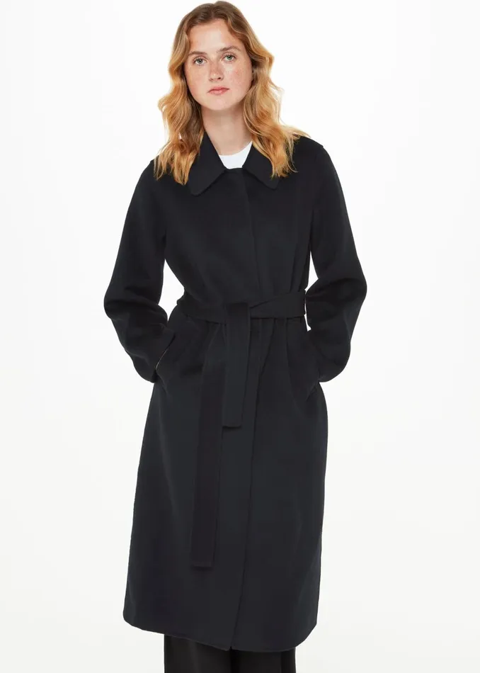 Women Coats and Jackets Whistles Black Nell Belted Doubled Faced Coat