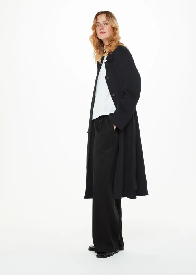 Women Coats and Jackets Whistles Black Nell Belted Doubled Faced Coat